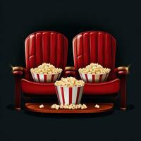 AI generated Cinema Seats with Popcorn and Drink photo