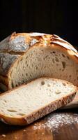 AI generated Breaking open a loaf of fresh bread reveals its tender crumb, speckled with air pockets photo