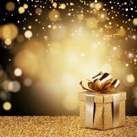 AI generated An elegant gold glitter background for a message, suitable for a sophisticated celebration photo