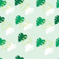 Hand drawn monstera leaves seamless pattern vector