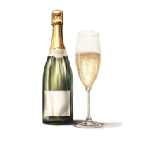 AI generated Champagne For Christmas Event. Watercolor Style. AI Generated png