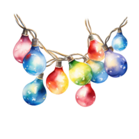 AI generated Christmas Light Garland For Christmas Event. Watercolor Style. AI Generated png