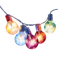 AI generated Christmas Light Garland For Christmas Event. Watercolor Style. AI Generated png