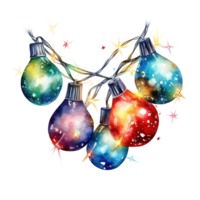 AI generated Christmas Light Garland For Christmas Event. Watercolor Style. AI Generated png