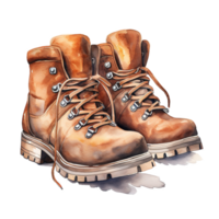 AI generated Winter Boots For Christmas Event. Watercolor Style. AI Generated png