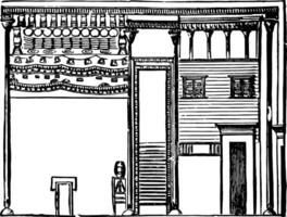 Egyptian Dwelling houses vintage engraving. vector