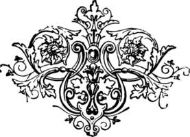 Ornate Divider have flowers and leaves pattern vintage engraving. vector