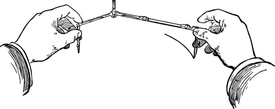 Use of Lengthening Bar parallel lines and vertical vintage engraving. vector