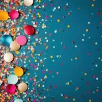 AI generated A colorful confetti-filled background with space for copy text photo