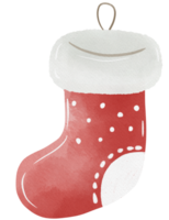 calza, calzino acquerello Natale decorazioni mano disegnato illustrazioni acquerello inverno isolato decori, stampabile, decori, carte, inviti, saluto carte, vacanza i regali png