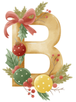 aquarelle or Noël hiver forêt floral alphabet avec cloche, pin, saint baie, des bois botanique floral des lettres ensemble élément pour bébé douche inviter, mariage monogramme initiales png