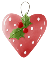 cuore e agrifoglio ramo acquerello Natale decorazioni mano disegnato illustrazioni acquerello inverno isolato decori, stampabile, decori, carte, inviti, saluto carte, vacanza i regali png