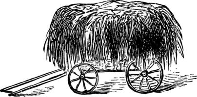 Hay Wagon, vintage illustration. vector