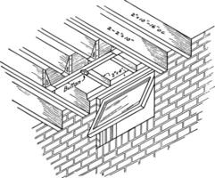 Basement Windows Framing,  other openings,  vintage engraving. vector