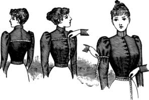 Dress in front and back, vintage engraving. vector