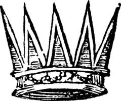 Eastern Crown with rays proceeding from a circle, vintage engraving. vector