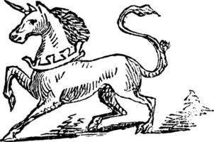 Unicorn, vintage illustration vector