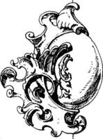 Rococo Strap-Work Frame usually placed in a corner of a wall, vintage engraving. vector