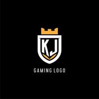 Initial KJ logo with shield, esport gaming logo monogram style vector