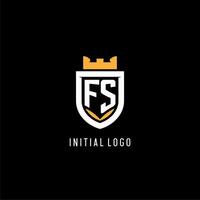 Initial FS logo with shield, esport gaming logo monogram style vector