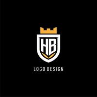 Initial HB logo with shield, esport gaming logo monogram style vector