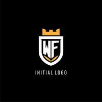 Initial WF logo with shield, esport gaming logo monogram style vector