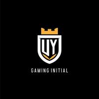 Initial UY logo with shield, esport gaming logo monogram style vector