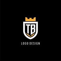 Initial TB logo with shield, esport gaming logo monogram style vector
