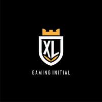 Initial XL logo with shield, esport gaming logo monogram style vector
