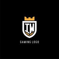 Initial IW logo with shield, esport gaming logo monogram style vector