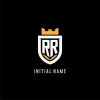 Initial RR logo with shield, esport gaming logo monogram style vector