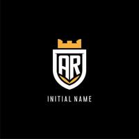 Initial AR logo with shield, esport gaming logo monogram style vector