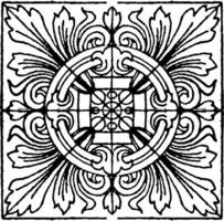 Decorated Square Panel is found on a 10th century book, vintage engraving. vector