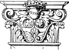 corintio pilastra capital, coliseo, Clásico grabado. vector