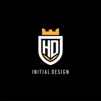 Initial HD logo with shield, esport gaming logo monogram style vector