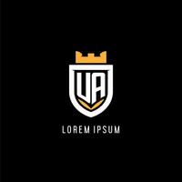 Initial UA logo with shield, esport gaming logo monogram style vector