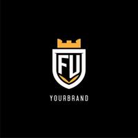 Initial FU logo with shield, esport gaming logo monogram style vector