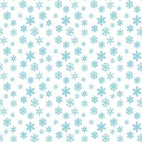 Winter seamless pattern with flat snowflakes on white background. Hand drawn blue snowflakes in silhouette. Trendy print design for textile, wallpaper, interior decoration vector