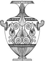 Greek Hydria is used as a water-pot to carry water with from springs, vintage engraving. vector