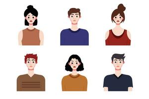 Set collection of people avatar design. Characters for social media and networking, website, app design, development, user profile, and user profile icons. Vector illustration.