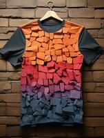 AI generated T Shirt for Mockup with color brick background photo