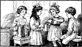 Measuring Liquids or converting pints, vintage engraving vector