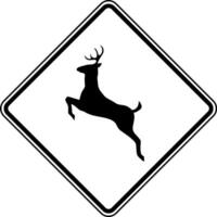 Black and White Deer Crossing, vintage illustration. vector