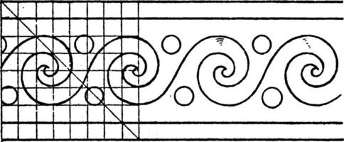 Evolute Spiral Paintings a rectangular pattern, vintage engraving. vector