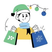 Trendy Christmas Shopping vector