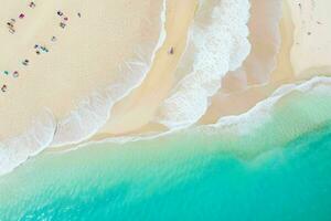 AI generated aerial view of the tropical beach and ocean. Pro Photo