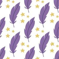 Magic feathers and stars background vector