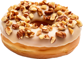 AI generated glazed donut decorated with nuts png