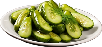 AI generated pickled cucumbers on a plate png