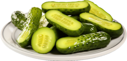 AI generated pickled cucumbers on a plate png